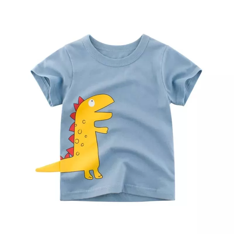 Camiseta 3D - Dino Colita Azul Pastel