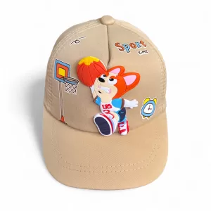 Gorra Zorro Sport Beige para niños y niñas de 1 a 5 años, con detalles bordados 3D y ajuste de talla para mayor comodidad.
