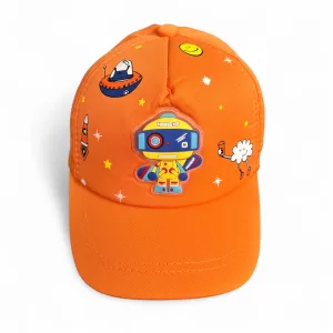 Gorra Alien Naranja para niños y niñas de 1 a 5 años, con detalles bordados 3D y ajuste de talla para mayor comodidad.
