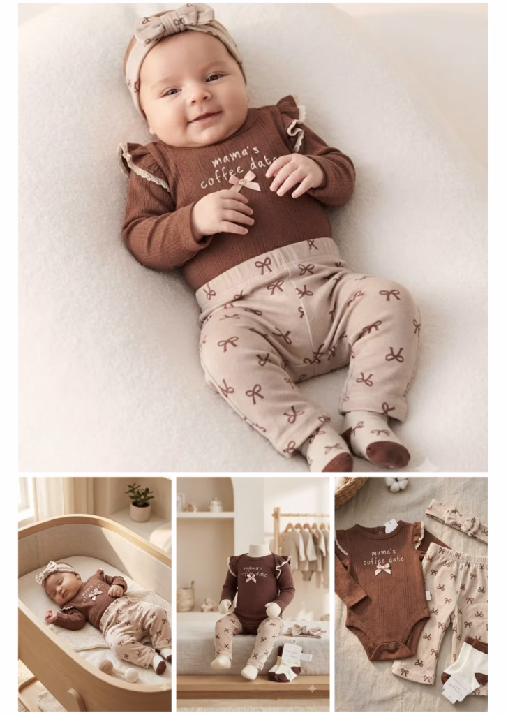 Set Body, Balaca, Medias y Pantalón Niñas MAMAS COFFEE DATE