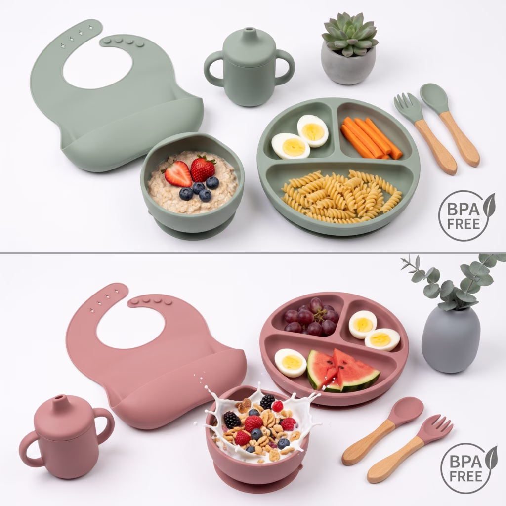 Vajilla Alimentación Complementaria Para Bebé Silicona Libre de BPA