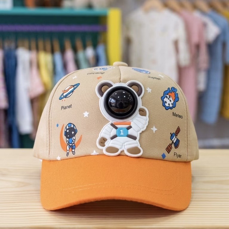 Gorra Oso Astronauta Beige Naranja