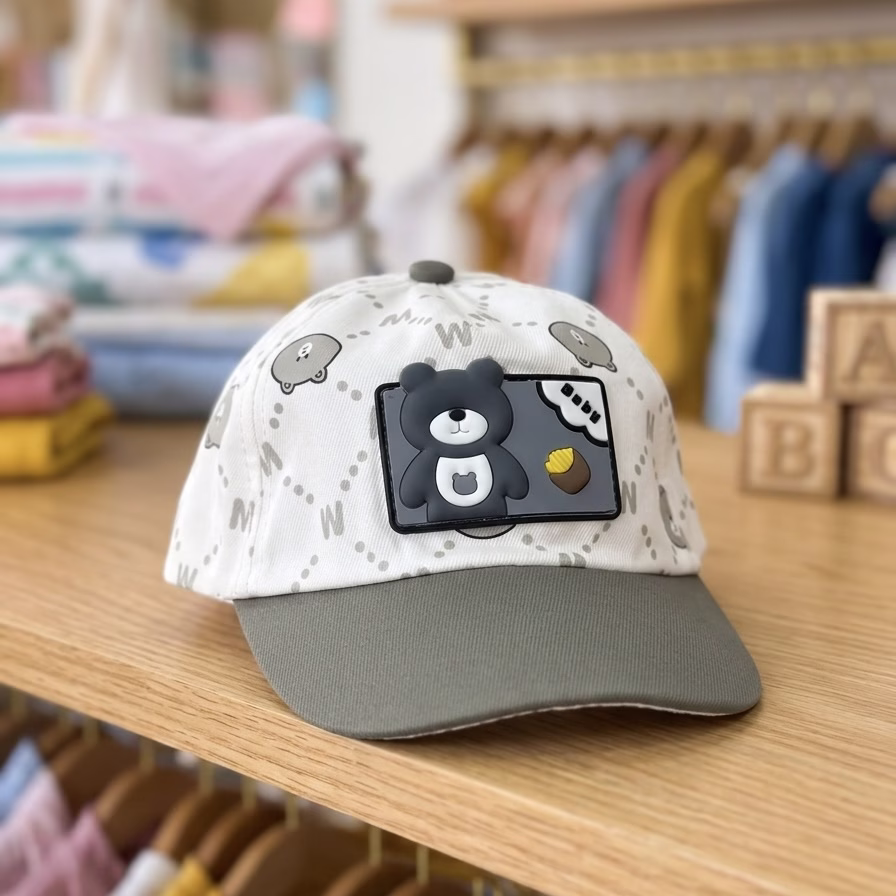 Gorra Bebé Osito Verde Beige