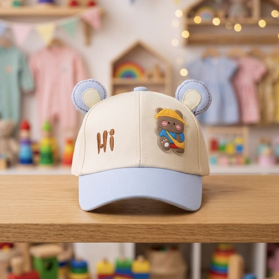 Gorra Osito Con Orejas Hi Beige Azul