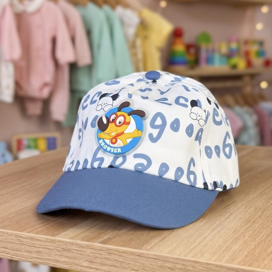 Gorra Bebé Perrito Browser Azul Beige